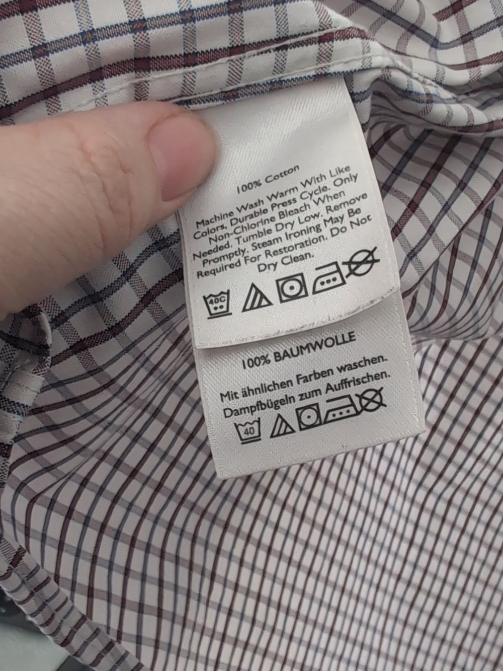 Eddie Bauer White Shirt with Black and Brown Check - Picture 3 of 4